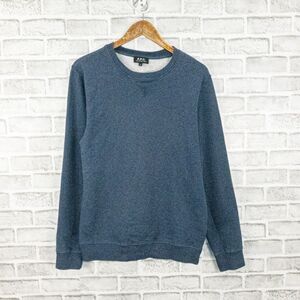 A.P.C. Blue Crewneck Sweater with Ribbed Trim